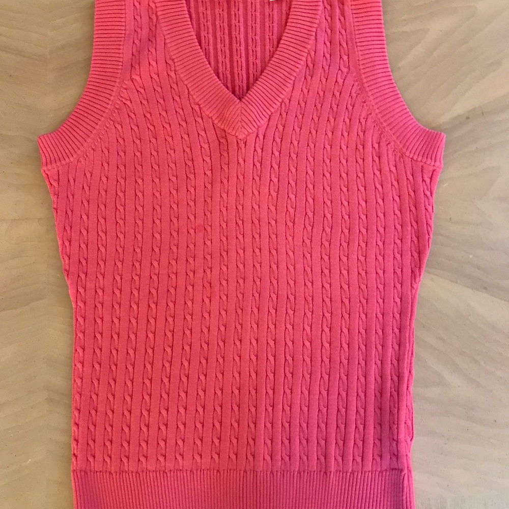 Greg Norman Pink Cable Knit Vest - size Small